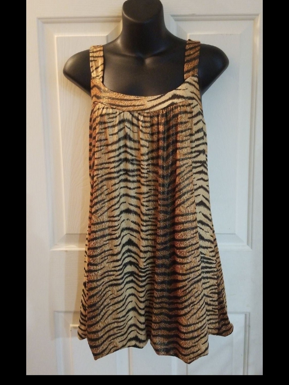 S-Twelve Tiger Stripe Sleeveless Dress - Black & Tan